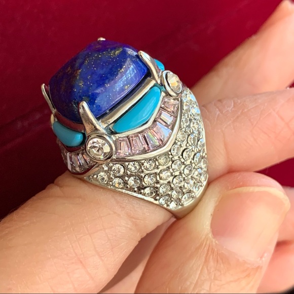 NWT Lapis Lazuli, Turquoise, Pink Zirconia, & White CZ Ring - Picture 1 of 15